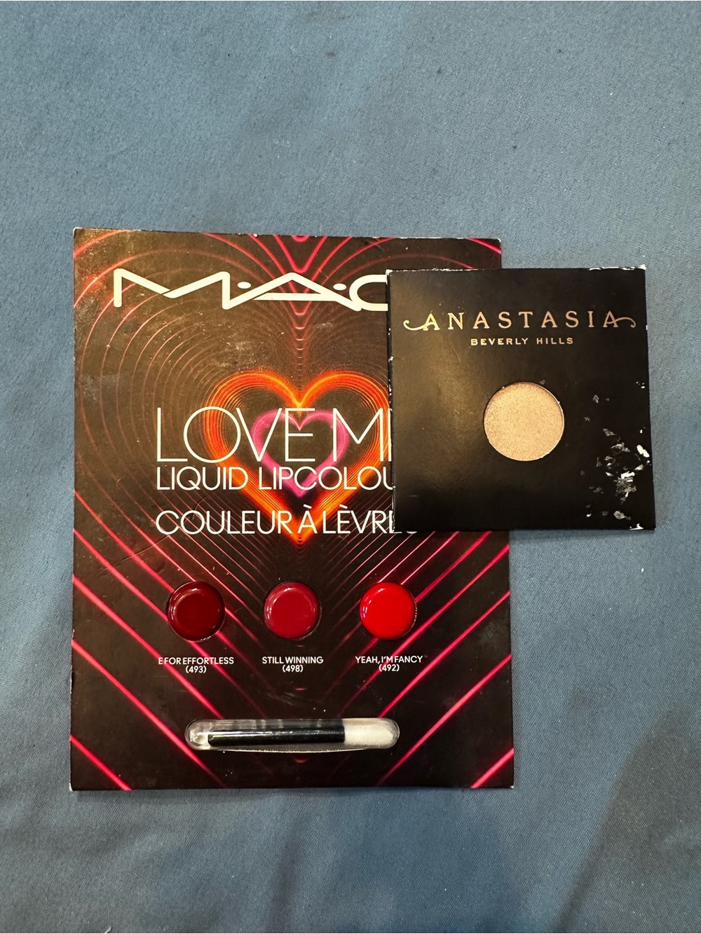 MAC Love Me Liquid Lipcolour Sample Card with Anastasia Single Shadow